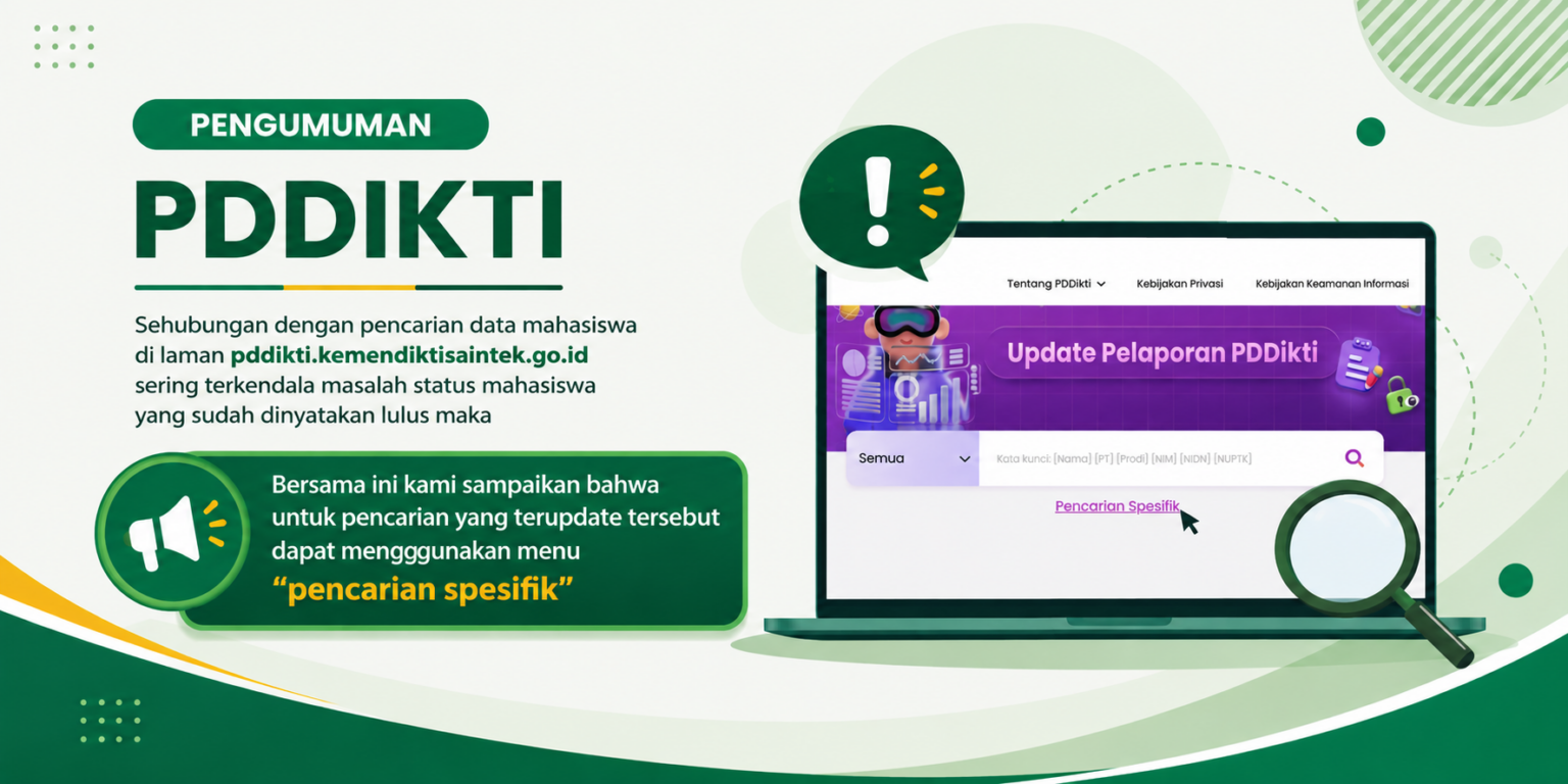 Pengumuman Pembaruan Pencarian Data Mahasiswa pada PDDIKTI